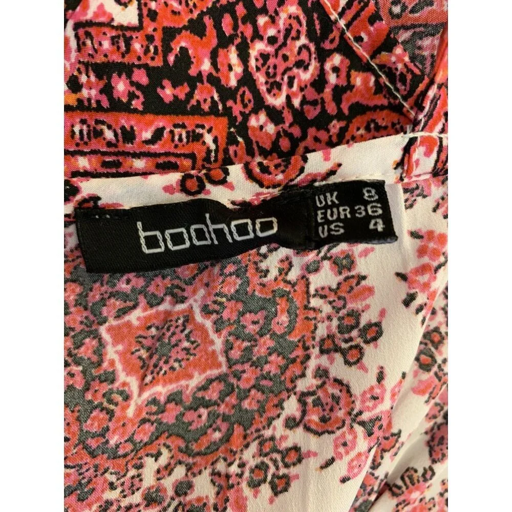 Boohoo Women’s Jumpsuit Size 4 Red White Back Zipper V-Neck Spaghetti Straps GUC - Picture 11 of 11